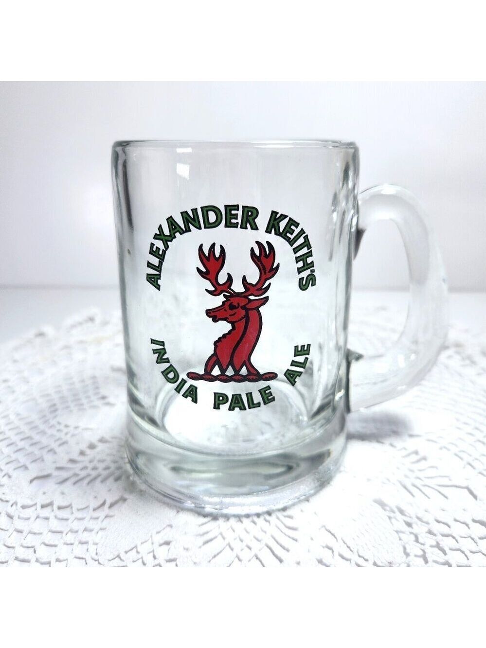 Alexander Keiths Beer Stein India Pale Ale Mug Cup Thick Heavy Clear Glass 450ml